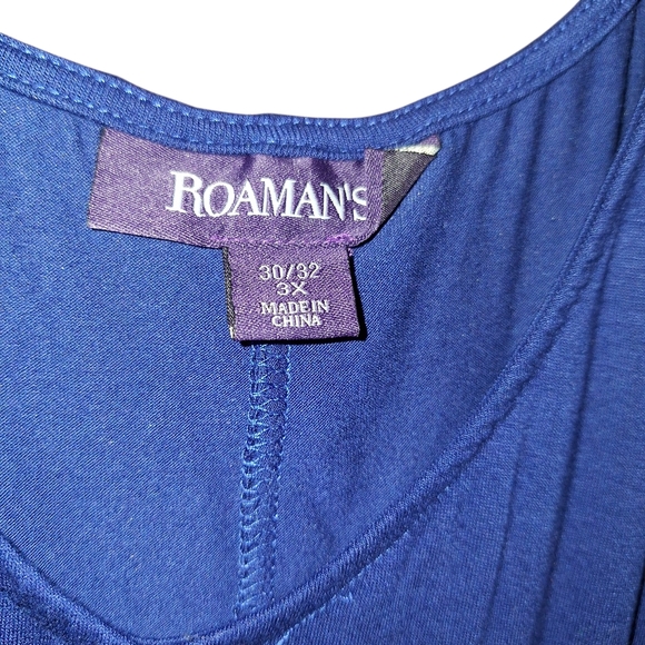 Roaman's Royal Blue V-Neck Midi Dress Ladies Plus Size 3X Boho Oversized Comfy - Picture 2 of 3